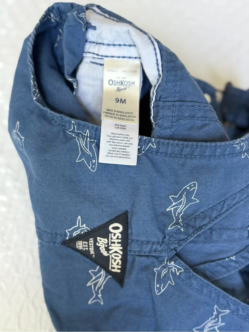 OshKosh B'gosh Navy Blue Shark Shortall Overalls